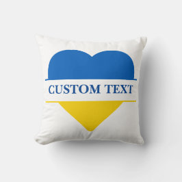 Cojín Decorativo Corazón azul y amarillo. Texto personalizado. ¡Per