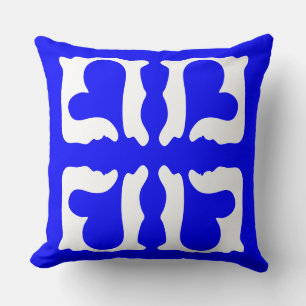 Cojín Decorativo Corazón azul y blanco eléctrico