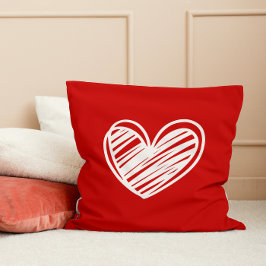 Cojín Decorativo Corazón blanco rojo elegante moderno lindo día de