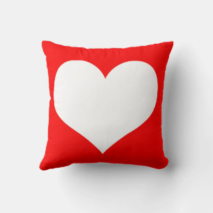 Cojín Decorativo Corazón blanco sobre fondo rojo simple