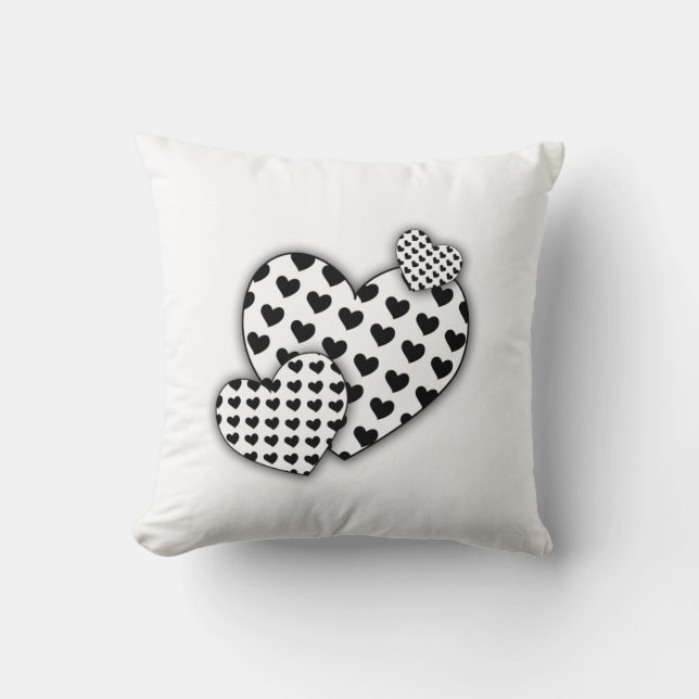 Cojín Decorativo corazón blanco y negro (Anverso)