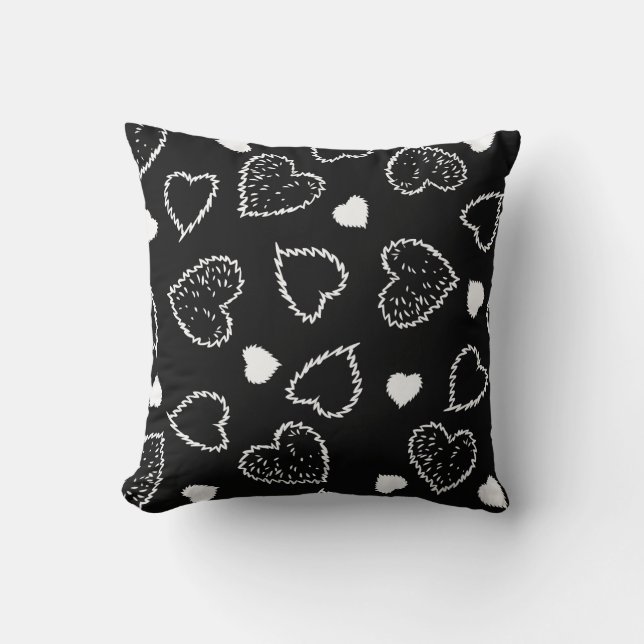 Cojín Decorativo Corazón Blanco Y Negro (Anverso)