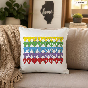 Cojín Decorativo Corazón Colorido Amor Illinois