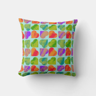 Cojín Decorativo Corazón Colorido Teselado Arte Pop Psicodélico