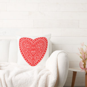 Cojín Decorativo Corazón de 20in con puntos rojos elegantes