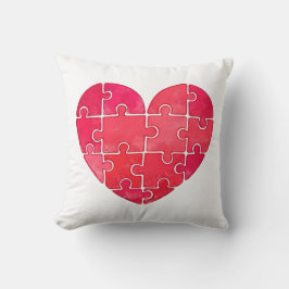 Cojín Decorativo Corazón de acuarela roja formado por elementos de 