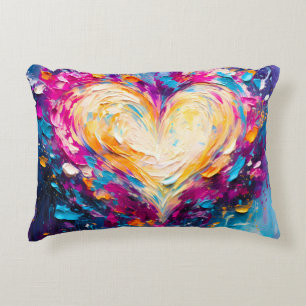 Cojín Decorativo Corazón de Amor Abstracto Moderno Colorido