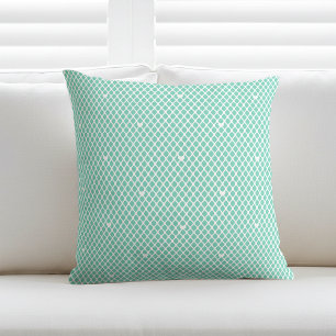 Cojín Decorativo Corazón de Amor Bonito Enrejado Malla Mint Moderno