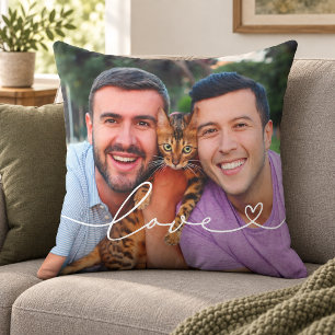 Cojín Decorativo Corazón de amor Foto de pareja blanca