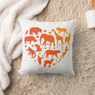 Cojín Decorativo Corazón de animales, regalo para los amantes de lo