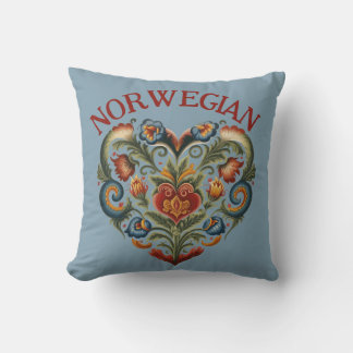 Cojín Decorativo Corazón de Arte Popular Rosemaling noruego