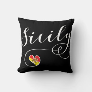 Cojín Decorativo Corazón de bandera siciliana, amo Sicilia