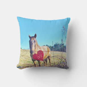 Cojín Decorativo Corazón de caballo marrón azul teñido