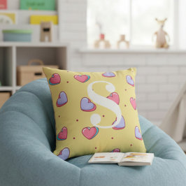 Cojín Decorativo Corazón de Caramelo Personalizado Rosa y Amarillo