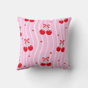 Cojín Decorativo Corazón de Cerezas Rosadas
