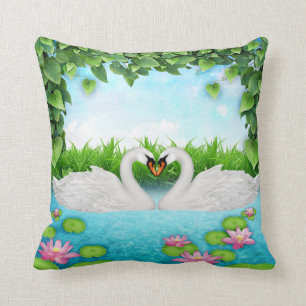 Cojín Decorativo Corazón de cisnes