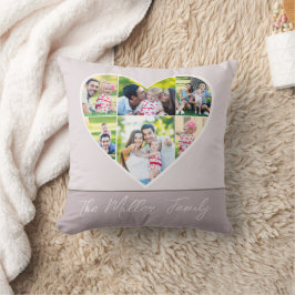 Cojín Decorativo Corazón de Collage de fotos FAMILIAR moderno con n