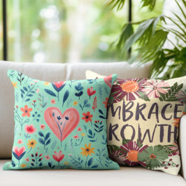 COJÍN DECORATIVO CORAZÓN DE COLOR DE AGUA DE DIBUJO CLASICO