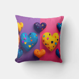 Cojín Decorativo Corazón de colores vivos con facetas