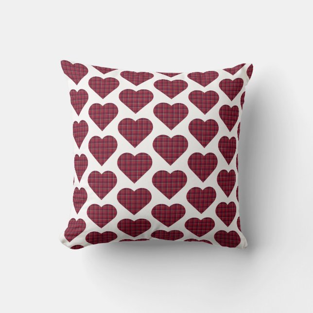 Cojín Decorativo Corazón de Cuadrillé Rojo Oscuro Burdeos (Anverso)