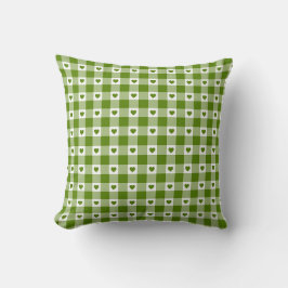 Cojín Decorativo Corazón de cuadros gingham verde aguacate color re