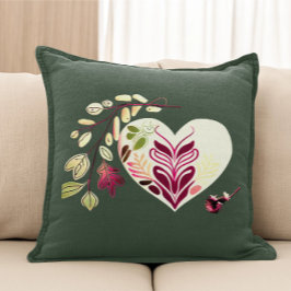 COJÍN DECORATIVO CORAZÓN DE ESTILO BOHO CON DISEÑO DE FLORES ORNAME