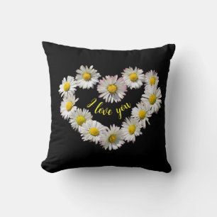 Cojín Decorativo Corazón de Flor de Margarita Te Amo Romántica Mant
