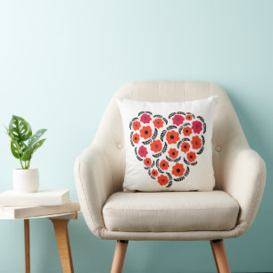 Cojín Decorativo Corazón de Flor de Naranja Albaricoque