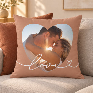 Cojín Decorativo Corazón de foto de pareja con guión de amor de arc
