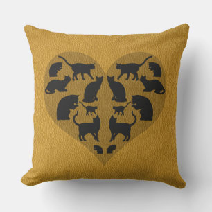 Cojín Decorativo Corazón de gatos negros