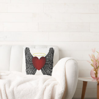Cojín Decorativo Corazón de Halo con Alas Negras