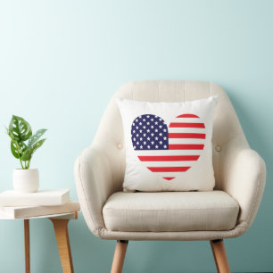 Cojín Decorativo Corazón de la bandera americana