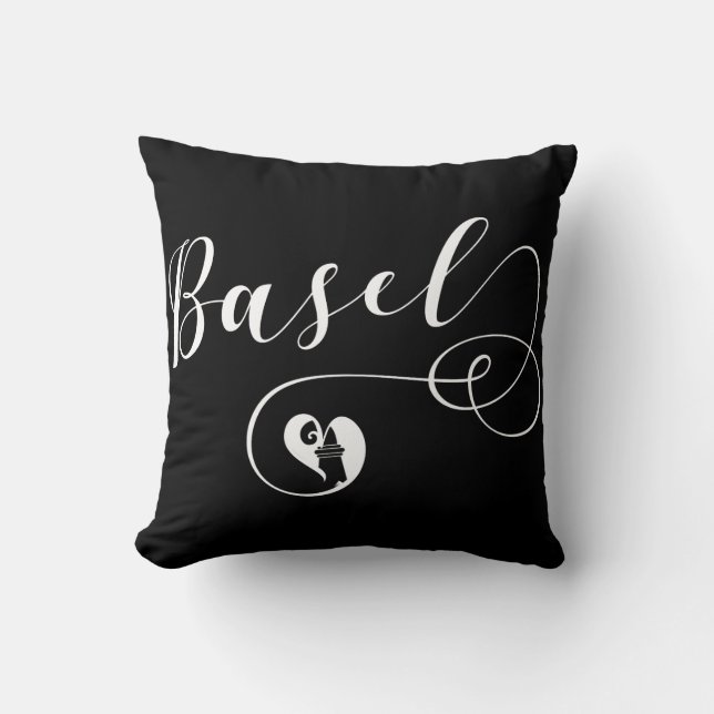 Cojín Decorativo Corazón de la Bandera de Basilea, Suiza, Basilea (Anverso)