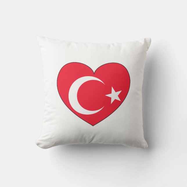 Cojín Decorativo Corazón de la bandera de Turquía (Anverso)