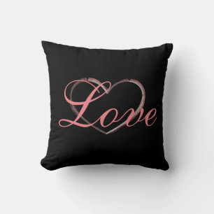 Cojín Decorativo Corazón de moda gris caligrafía boda de amor
