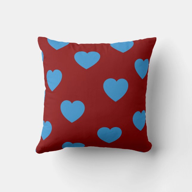 Cojín Decorativo Corazón de Moda romántica y elegante azul (Reverso)