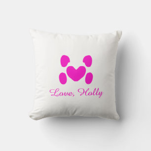 Cojín Decorativo Corazón de perro pata rosa mascota agregar nombre
