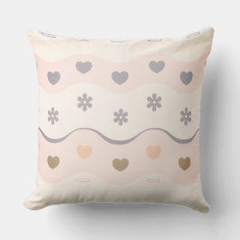 Cojín Decorativo Corazón de prado a rayas rosa retro