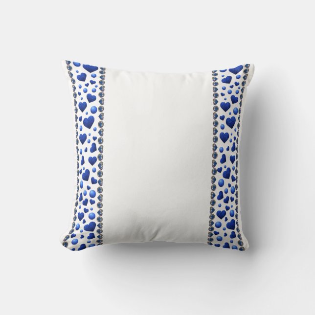 Cojín Decorativo Corazón de purpurina azul (Anverso)