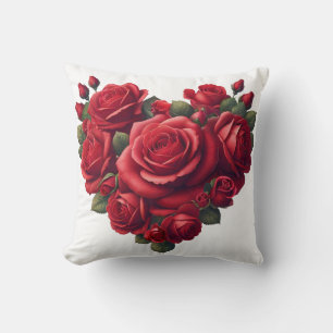 Cojín Decorativo Corazón de Rosas - Arte romántico floral