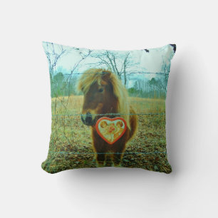 Cojín Decorativo Corazón de San Valentín de caballo marrón en minia