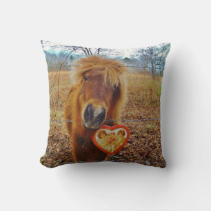 Cojín Decorativo Corazón de San Valentín de caballo marrón en minia