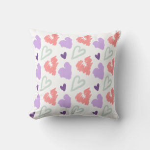 Cojín Decorativo Corazón de San Valentín Patrón Dibujado a Mano Ros