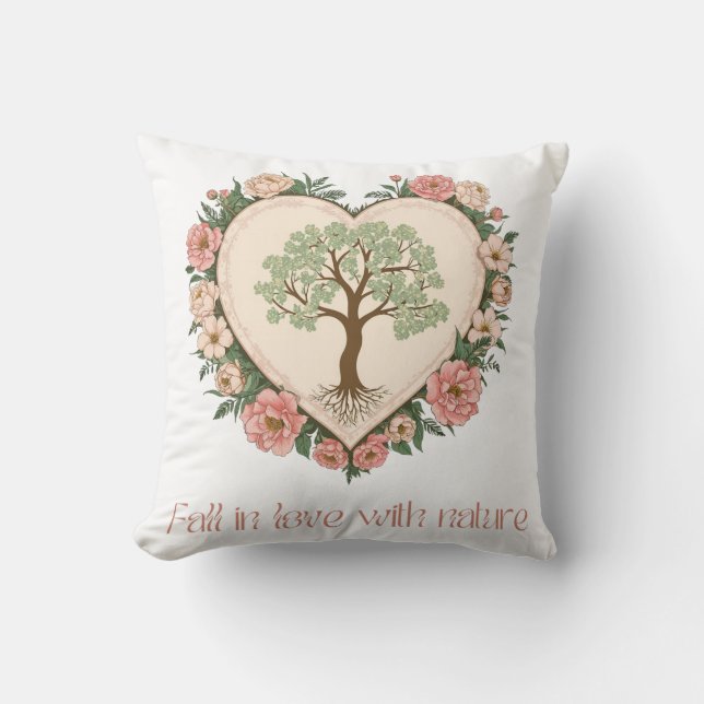 Cojín Decorativo Corazón del amor de la naturaleza (Anverso)