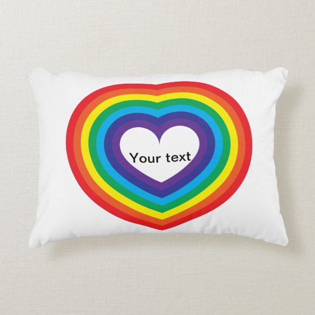Cojín Decorativo Corazón del arco iris (Anverso)
