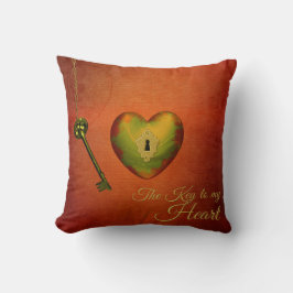 Cojín Decorativo Corazón dorado con clave