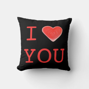 Cojín Decorativo Corazón dulce negro "yo corazón tú" cuadrado