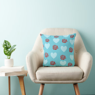 Cojín Decorativo Corazón elegante moderno romántico chic azul claro