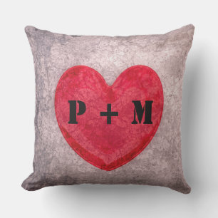 Cojín Decorativo Corazón encallado monogramado