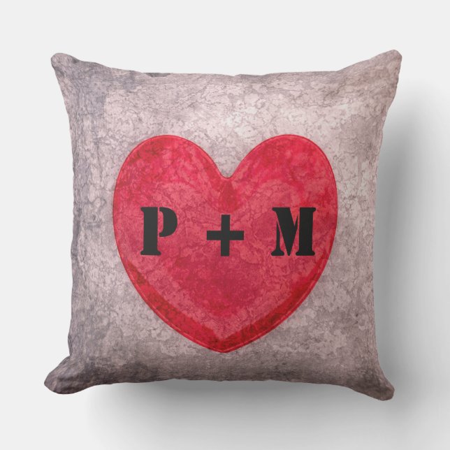 Cojín Decorativo Corazón encallado monogramado (Anverso)